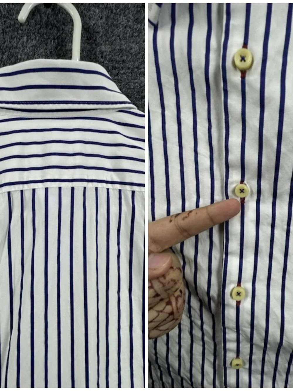 Stenstroms Fitted Body 16.5 Striped Twofold Super Blue White Cotton Shirt Men